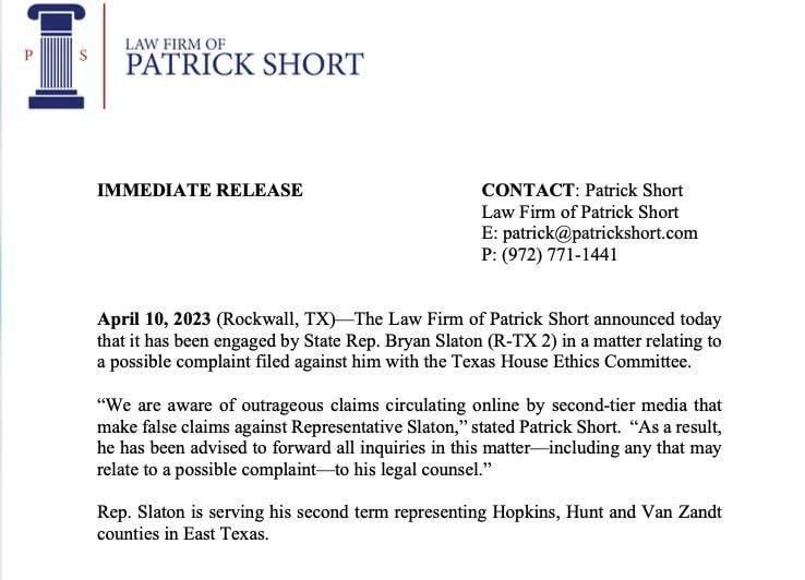 Bryan Slaton Lawyer Letter