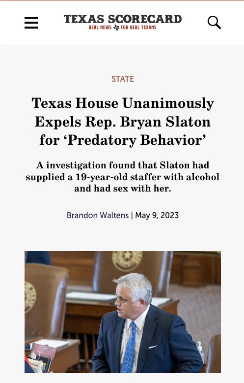 Bryan Slaton Texas Scorecard 1